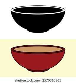 bowl black silhouette and color vector Illustration