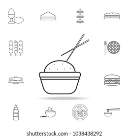bowl with boiled rice line icon. Detailed set of fast food icons. Premium quality graphic design. One of the collection icons for websites, web design, mobile app on white background