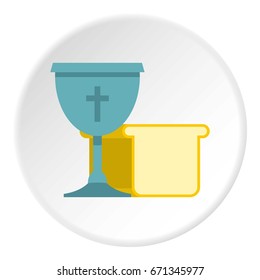 Bowl and bread icon in flat circle isolated vector illustration for web