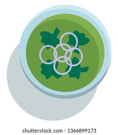 A bowl of broccoli soup vector or color illustration