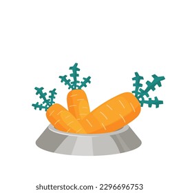 Bowl with carrots. Vector cartoon hand drawn illustration. 