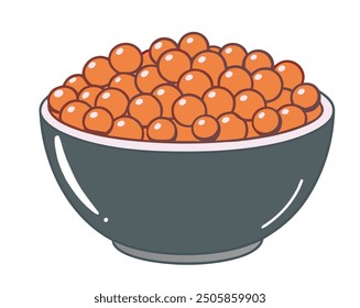 Bowl of caviar in a flat vector style. Luxury food and gourmet delicacy concept