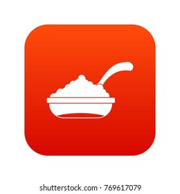 Bowl of caviar with spoon icon digital red for any design isolated on white vector illustration