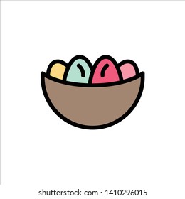 Bowl, Celebration, Easter, Egg, Nest  Flat Color Icon. Vector icon banner Template
