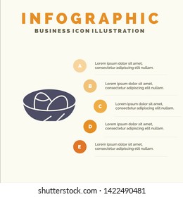 Bowl, Celebration, Easter, Egg, Nest Solid Icon Infographics 5 Steps Presentation Background