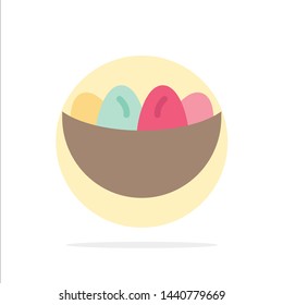 Bowl, Celebration, Easter, Egg, Nest Abstract Circle Background Flat color Icon
