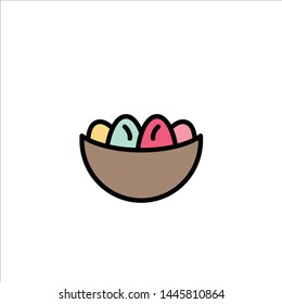 Bowl, Celebration, Easter, Egg, Nest Business Logo Template. Flat Color