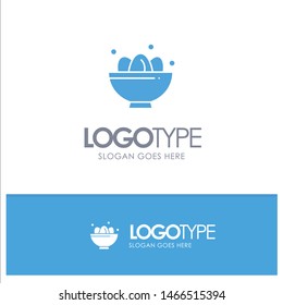 Bowl, Celebration, Easter, Egg, Nest Blue Solid Logo with place for tagline. Vector Icon Template background