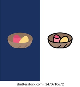 Bowl, Celebration, Easter, Egg, Nest  Icons. Flat and Line Filled Icon Set Vector Blue Background. Vector Icon Template background