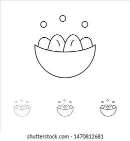 Bowl, Celebration, Easter, Egg, Nest Bold and thin black line icon set. Vector Icon Template background