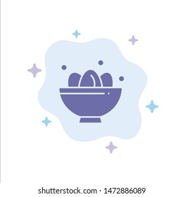 Bowl, Celebration, Easter, Egg, Nest Blue Icon on Abstract Cloud Background