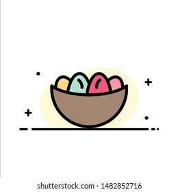 Bowl, Celebration, Easter, Egg, Nest  Business Flat Line Filled Icon Vector Banner Template