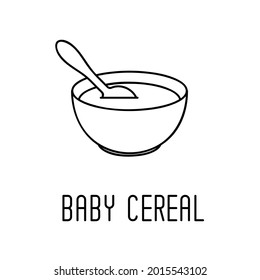 Bowl of cereal for babies isolated on white background. Vector illustration