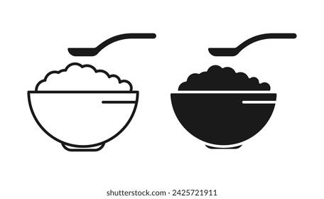 bowl cereal icon logo vector illustration. black outline isolated white background