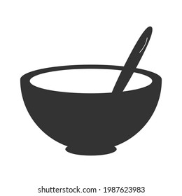 tazón de cereal e icono vectorial cuchara. tazón de comida 