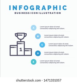 Bowl, Ceremony, Champion, Cup, Goblet Line icon with 5 steps presentation infographics Background. Vector Icon Template background