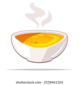 Bowl of chicken broth bouillon vector isolated illustration