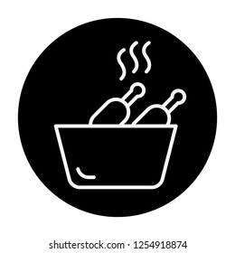 bowl with chicken icon with black background,great shape