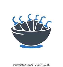 Bowl of Chili Peppers Icon Isolated On White Background