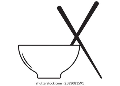 bowl with Chinese chopsticks line icon. sign symbol and flat style for app, web and digital design eps 10