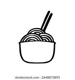 bowl of chinese noodles symbol simple monochrome vector