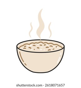Bowl of chocolate balls for breakfast hand drawn doodle. Morning food for kids and adults. Deep plate. Kitchen utensils. Vector sketch line art illustration.