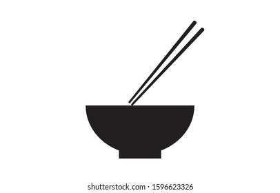 Bowl with chopstick icon on white background vector