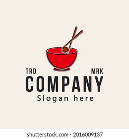 Bowl and chopstick logo design vector illustration