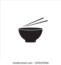 Bowl and chopsticks flat style vector