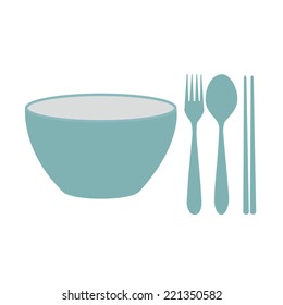 Bowl, Chopsticks, Fork And Spoon