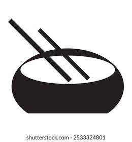 bowl and chopsticks icon. Cartoon style bowl and chopsticks icon.