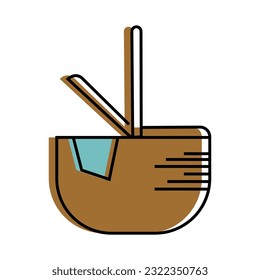 Bowl with chopsticks icon vector illustration graphic design in flat style