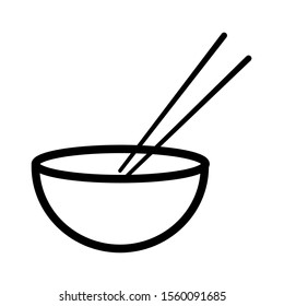 bowl and chopsticks icon, vector on a white background