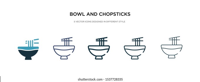 bowl and chopsticks of japan icon in different style vector illustration. two colored and black bowl and chopsticks of japan vector icons designed in filled, outline, line stroke style can be used