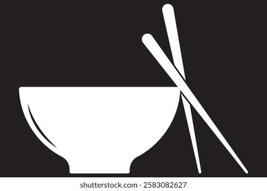 Bowl chopsticks line icon. Japanese  food, oriental dish. Simple pictogram outline Logo for restaurant web mobile app. Editable stroke Vector illustration Design Bowl Chop Stick icon eps10