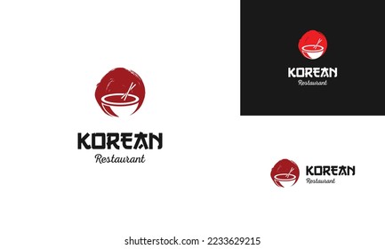 Bowl with chopstik logo template, suitable for any business related to ramen, korean food.