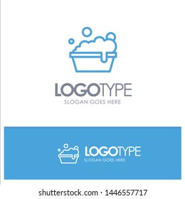 Bowl, Cleaning, Washing Blue outLine Logo with place for tagline