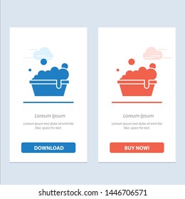 Bowl, Cleaning, Washing  Blue and Red Download and Buy Now web Widget Card Template
