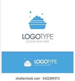 Bowl, Cleaning, Washing Blue Solid Logo with place for tagline