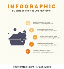 Bowl, Cleaning, Washing Solid Icon Infographics 5 Steps Presentation Background. Vector Icon Template background