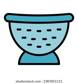 Bowl colander icon outline vector. Cooking sieve. Ceramic sifting color flat