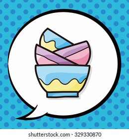 bowl color doodle, speech bubble