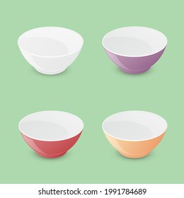 Juego de conceptos Bowl. Ilustración vectorial coloreada. Aislado sobre un fondo verde.