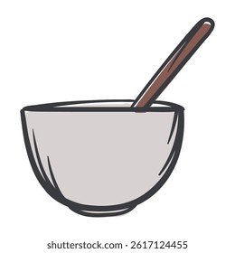 Bowl. Container for preparing cosmetics. Vector illustration for sticker, icon, print. Simple hand-drawn image isolated on white background