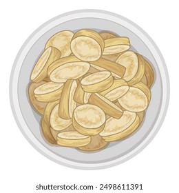 Bowl containing sliced plantains, creating a simple and healthy snack or side dish