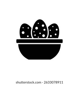 Bowl Containing Three Eggs with Dotted Pattern Icon