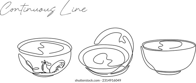 Bowl continuous line drawing bundle set
