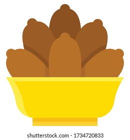 Bowl of dates icon, ramadan festival related vector illustration