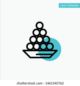 Bowl, Delicacy, Dessert, Indian, Laddu, Sweet, Treat turquoise highlight circle point Vector icon. Vector Icon Template background