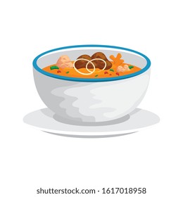 bowl of delicious soup isolated icon vector illustration design